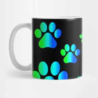 Blue Green Ombre Pawprint Pattern Mug